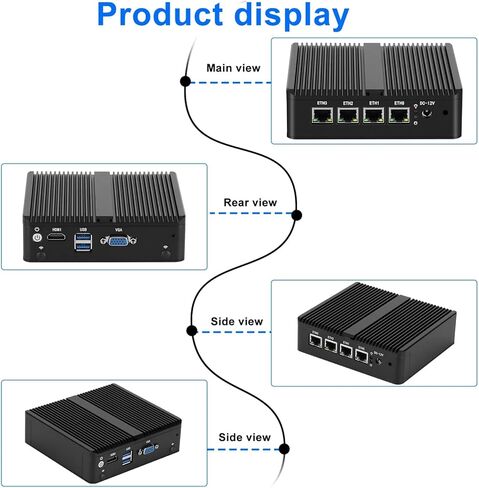 Fanless Mini PC N2840 with 4*i210 1000Mbs LAN, 2*USB3.0,HDMI,1*VGA,Mini Desktop Computer Support Dual Band WiFi for Industry Business,NO RAM NO SSD (8GB RAM 128GB SSD) in Saudi Arabia