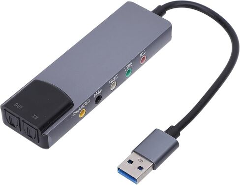 بطاقة صوت خارجية من GOWENIC، محول بطاقة صوت USB مع شريحة تقليل الضوضاء CM6206LX لجهاز Win 98 ME 2000 7 8 Vista، 5.1 7.1 قناة تسجيل رقمي للمدخل البصري in Saudi Arabia