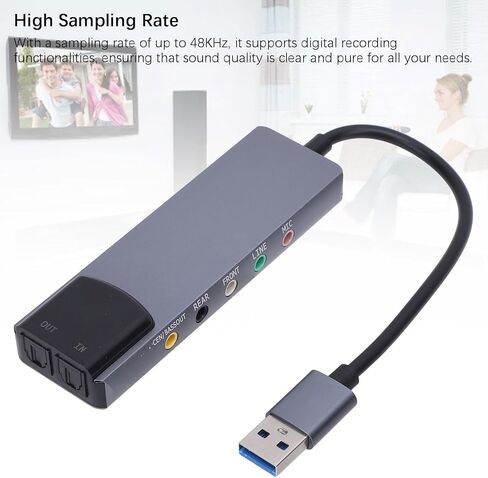 Tangxi 6 in 1 USB External Sound Card, 5.1/7.1 Channel External Stereo Audio Adapter with SPDIF Port, 3.5mm Headphone and Microphone Jack in Saudi Arabia