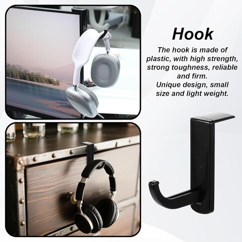 2pcs Monitor Headphone Stand Hook Headset Holder Hanger Adhesive Gaming Earphones Hanger Stick-on Support for Computer Over Ear Earphone Monitor Screen Edge Wall Mount Gaming Desk Accessories in Saudi Arabia