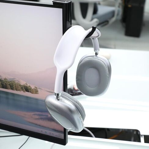 2pcs Monitor Headphone Stand Hook Headset Holder Hanger Adhesive Gaming Earphones Hanger Stick-on Support for Computer Over Ear Earphone Monitor Screen Edge Wall Mount Gaming Desk Accessories in Saudi Arabia