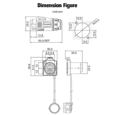موصل RJ45 مقاوم للماء IP67، موصل دائري إيثرنت صناعي مع قفل دفع وسحب لكابلات Cat5e، اتصال بالشبكات المنزلية/المسرح/الخارجية in Kuwait
