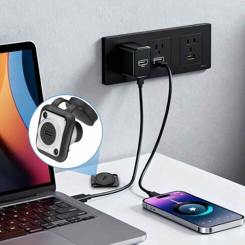 قطعتان من محول تركيب لوحة USB-C مع غطاء غبار، وصلة تثبيت لوحة من النوع C، تمر عبر موصل أنثى إلى أنثى محول تمديد الحاجز لنقل البيانات/الشحن، فضي in Kuwait