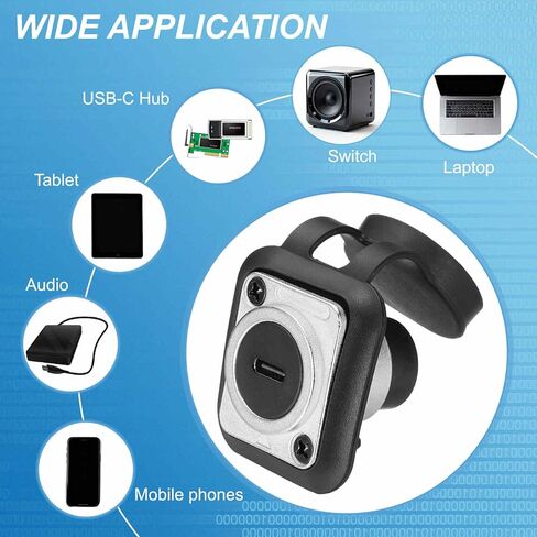 قطعتان من محول تركيب لوحة USB-C مع غطاء غبار، وصلة تثبيت لوحة من النوع C، تمر عبر موصل أنثى إلى أنثى محول تمديد الحاجز لنقل البيانات/الشحن، فضي in Kuwait