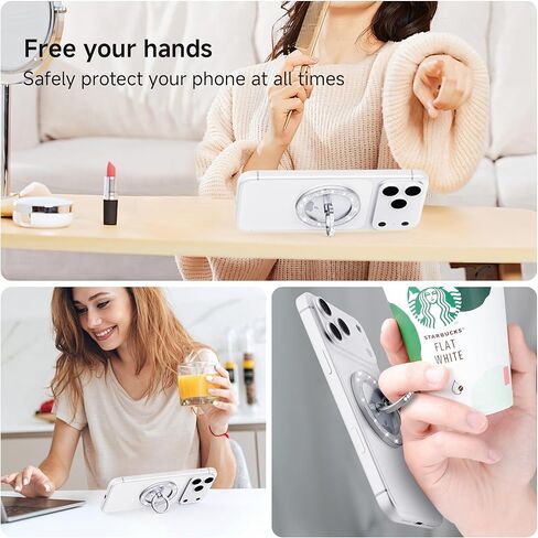 حامل حلقة الهاتف المغناطيسي PZOZ لـ Magsafe، مشبك حلقي مزخرف لامع مع مسند حلقة إصبع يدور 360 درجة، ملحقات MagSafe لحافظة الهاتف المغناطيسية iPhone Android in Kuwait