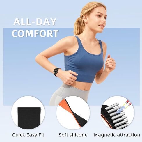 سوار مغناطيسي من السيليكون مقاس 22 مم متوافق مع Garmin Venu 4/3 45 مم/Forerunner 570 47 مم، حزام رياضي ناعم، حزام معصم بديل لموسيقى Garmin Forerunner 265/255/255 (أسود + برتقالي) in Kuwait