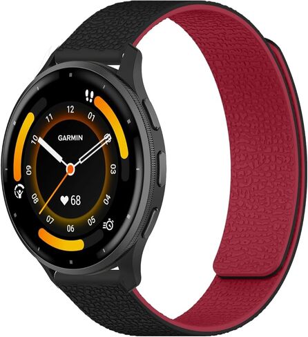 سوار مغناطيسي من السيليكون مقاس 22 مم متوافق مع Garmin Venu 4/3 45 مم/Forerunner 570 47 مم، حزام رياضي ناعم، حزام معصم بديل لموسيقى Garmin Forerunner 265/255/255 (أسود + برتقالي) in Kuwait