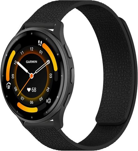 سوار مغناطيسي من السيليكون مقاس 22 مم متوافق مع Garmin Venu 4/3 45 مم/Forerunner 570 47 مم، حزام رياضي ناعم، حزام معصم بديل لموسيقى Garmin Forerunner 265/255/255 (أسود + برتقالي) in Kuwait