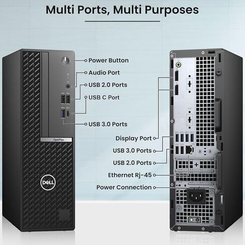كمبيوتر مكتبي طراز OptiPlex 5080 SFF من Dell - Intel Core i5-10500 الجيل العاشر 3.10 جيجا هرتز - ذاكرة وصول عشوائي DDR4 سعة 16 جيجابايت - محرك أقراص SSD سعة 512 جيجابايت - لوحة مفاتيح وماوس - شبكة WiFi مدمجة - منافذ DisplayPorts - كمبيوتر شخصي للأعمال - W in Kuwait