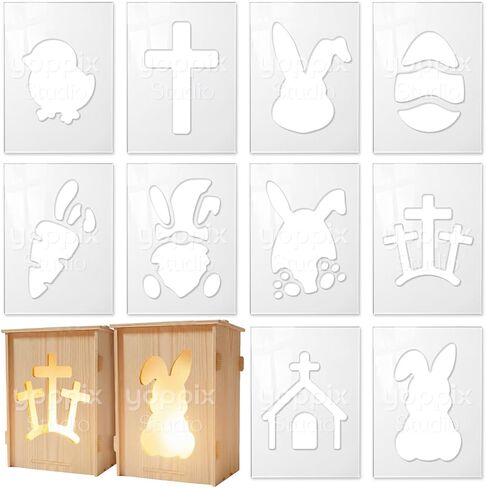 مجموعة قوالب توجيه أكريليك YOPPIX مكونة من 10 قطع - استنسل النجارة مقاس 8 × 5.5 بوصة مع أنماط هدايا شجرة عيد الميلاد، قوالب أكريليك شفافة بسمك 5 مم للحرف اليدوية وديكورات العطلات in Kuwait