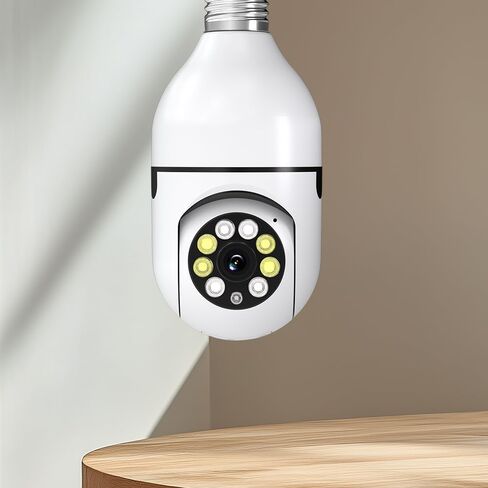 كاميرا مراقبة Ease Life Light Bulb Security 5 جيجا هرتز 1080 بكسل كاميرات مراقبة لاسلكية داخلية 360 درجة رؤية ليلية ملونة، كشف الحركة، إنذار مسموع، محادثة ثنائية الاتجاه، سهلة التركيب، D115، قطعة واحدة in Kuwait