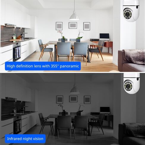كاميرا مراقبة Ease Life Light Bulb Security 5 جيجا هرتز 1080 بكسل كاميرات مراقبة لاسلكية داخلية 360 درجة رؤية ليلية ملونة، كشف الحركة، إنذار مسموع، محادثة ثنائية الاتجاه، سهلة التركيب، D115، قطعة واحدة in Kuwait