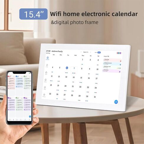 إطار صور رقمي من fosa، إطار رقمي بشاشة تعمل باللمس مقاس 15.4 بوصة مع مزامنة WiFi في الوقت الحقيقي للجداول الزمنية، واستعادة الصور بالذكاء الاصطناعي، لعرض الصور المنزلية (قابس الولايات المتحدة) in Kuwait