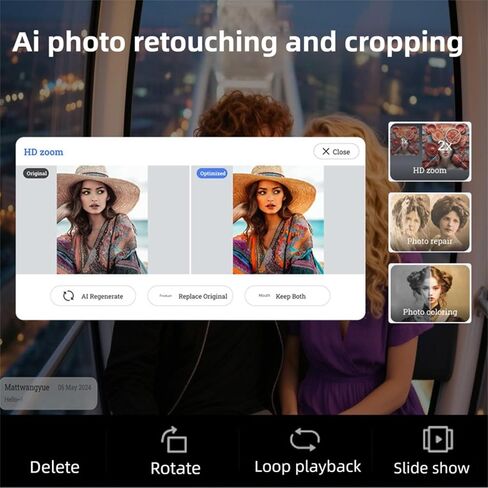 إطار صور رقمي من fosa، إطار رقمي بشاشة تعمل باللمس مقاس 15.4 بوصة مع مزامنة WiFi في الوقت الحقيقي للجداول الزمنية، واستعادة الصور بالذكاء الاصطناعي، لعرض الصور المنزلية (قابس الولايات المتحدة) in Kuwait