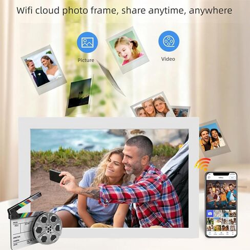إطار صور رقمي من fosa، إطار رقمي بشاشة تعمل باللمس مقاس 15.4 بوصة مع مزامنة WiFi في الوقت الحقيقي للجداول الزمنية، واستعادة الصور بالذكاء الاصطناعي، لعرض الصور المنزلية (قابس الولايات المتحدة) in Kuwait