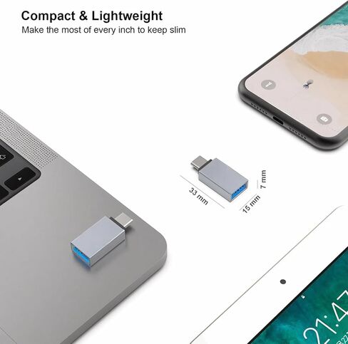 BENFEI USB C to USB 3.0 Adapter, 3 Pack USB C to A Male to Female Adapter Compatible with iPhone 15 Pro/Max, MacBook Pro/Air 2023, iPad Pro, iMac, S23, XPS 17, Surface Book 3 and More - Gray in Saudi Arabia