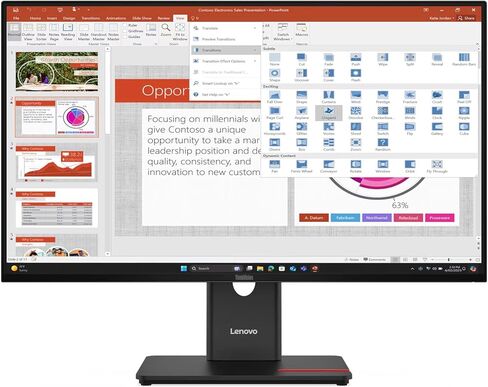 شاشة Lenovo ThinkVision T27-40 مقاس 27 بوصة عالية الدقة LED - 16:9/120 هرتز/IPS/WLED/USB Hub/Eclipse أسود (64A5MAT6US) in Kuwait