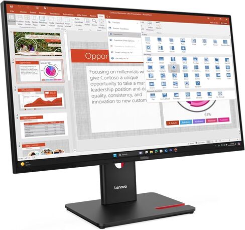 شاشة Lenovo ThinkVision T27-40 مقاس 27 بوصة عالية الدقة LED - 16:9/120 هرتز/IPS/WLED/USB Hub/Eclipse أسود (64A5MAT6US) in Kuwait