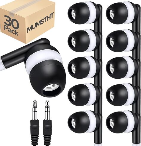 100 حزمة من سماعات الأذن السائبة للأطفال في الفصول الدراسية، سماعات أذن أساسية للطلاب لأجهزة الكمبيوتر المحمول ومكتبات الأطفال والمدارس، وسماعات أذن منقطة مقاس 3.5 مم، معبأة بشكل فردي (أسود، YS101) in Kuwait