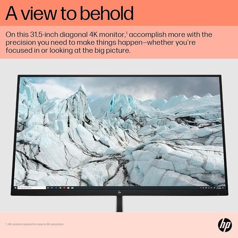شاشة HP E32k G5 مقاس 32 بوصة 4K USB-C مع وقت استجابة 5 مللي ثانية، مضادة للتوهج، خالية من الوميض، حامل VESA (100 مم)، منفذ عرض، HDMI ومنفذ USB Dockztorm، لون أسود/فضي (6N4D6AA#ABA) in Kuwait