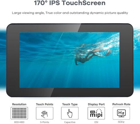شاشة لمس IPS DSI مقاس 7 بوصة متوافقة مع Raspberry Pi 5، شاشة سعوية 800 × 480 واجهة MIPI DSI خالية من السائق in Kuwait