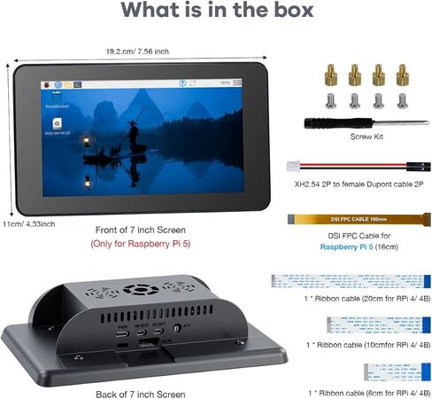شاشة لمس IPS DSI مقاس 7 بوصة متوافقة مع Raspberry Pi 5، شاشة سعوية 800 × 480 واجهة MIPI DSI خالية من السائق in Kuwait