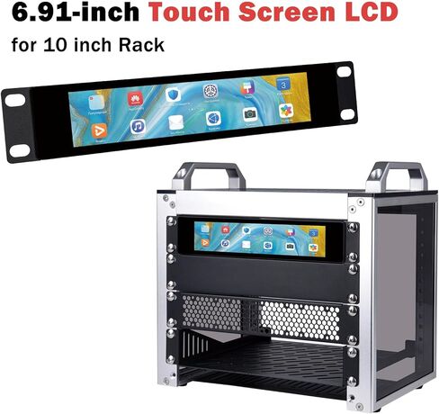 GeeekPi 6.91 inch 1424x280 LCD Touch Screen 1U Rack Mount Monitor for DeskPi RackMate T0/T1/T2/T0 Plus/T1 Plus/TL1 Server Cabinet and 10 inch Server Rack in Saudi Arabia