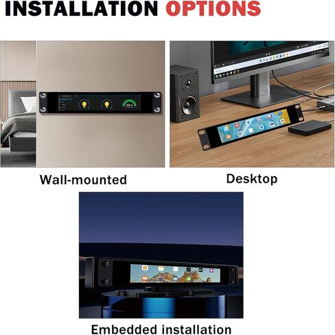 GeeekPi 6.91 inch 1424x280 LCD Touch Screen 1U Rack Mount Monitor for DeskPi RackMate T0/T1/T2/T0 Plus/T1 Plus/TL1 Server Cabinet and 10 inch Server Rack in Saudi Arabia