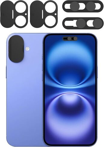 غطاء الخصوصية متوافق مع هاتف iPhone 16 Pro/16 Pro Max مع غطاء الكاميرا الأمامية، ويحمي الخصوصية والأمان، غطاء كاميرا مضاد للتجسس مفتوح/مغلق، تصميم سهل اللصق - قطعتان باللون الأسود in Kuwait