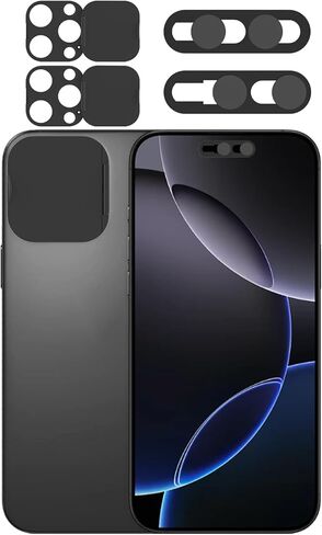 Privacy Cover Compatible for iPhone 16 Pro/16 Pro Max with Front Camera Cover,Protect Privacy and Security,Open/Close Face Recogition Anti-Spy Camera Cover, Easy-Adhesive Design-2Pack Black in Saudi Arabia