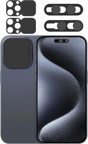 Privacy Cover Compatible for iPhone 16 Pro/16 Pro Max with Front Camera Cover,Protect Privacy and Security,Open/Close Face Recogition Anti-Spy Camera Cover, Easy-Adhesive Design-2Pack Black in Saudi Arabia