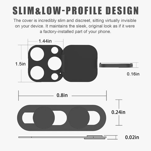 Privacy Cover Compatible for iPhone 16 Pro/16 Pro Max with Front Camera Cover,Protect Privacy and Security,Open/Close Face Recogition Anti-Spy Camera Cover, Easy-Adhesive Design-2Pack Black in Saudi Arabia
