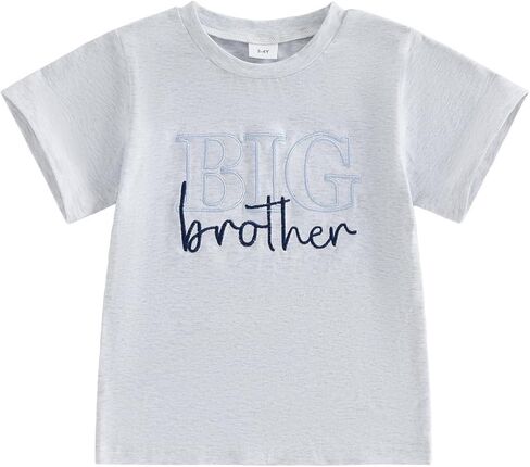 Toddler Boy Girls Clothes Sibling Matching T-Shirts Big Brother/Sister Letter Embroidered Short Sleeve Shirt Tops in Kuwait