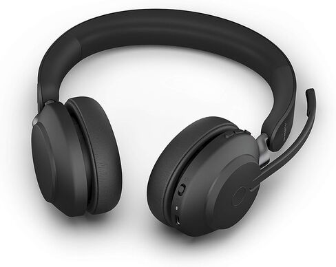 Jabra Evolve2 65 Wireless Headset Certified for MS Teams, Bluetooth Dongle, Compatible with Zoom, Meet, Ideal for Work from Home, Phone Calls, Video Calls, Bundled w/Mobile Wallet, Gold Support in Saudi Arabia