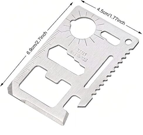 Multitool Card 11-in-1 Survival Tool (w/Leather Holder) - Credit Card Size Pocket EDC Gear w/Bottle Opener & Saw - Camping Gift for Men, Dad in Saudi Arabia