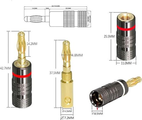 24K Gold Plated Speaker Banana Plugs Open Screw Type Audio Banana Connector in Saudi Arabia