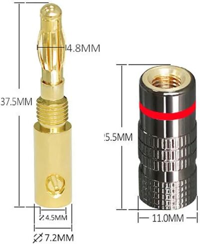 24K Gold Plated Speaker Banana Plugs Open Screw Type Audio Banana Connector in Saudi Arabia