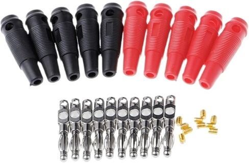 10 Pcs Red Black 4mm Solderless Side Stackable Banana Terminals Connectors in Saudi Arabia