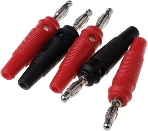 10 Pcs Red Black 4mm Solderless Side Stackable Banana Terminals Connectors in Saudi Arabia