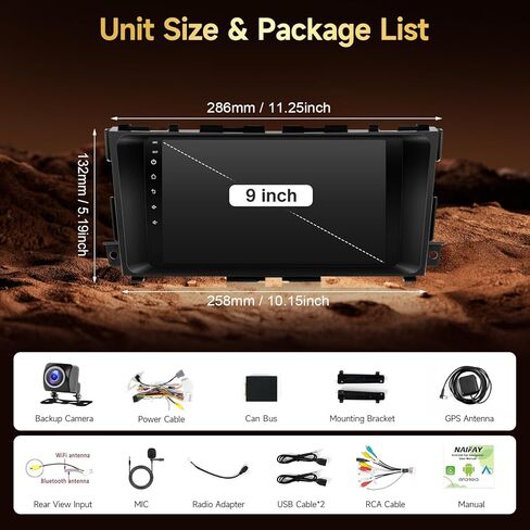 Naifay 8Core Android Car Stereo for Nissan Altima 2013 2014 2015 2016 2017 2018 ترقية الراديو 9 بوصة IPS لمس لراديو ألتيما مع Carplay اللاسلكي Android Auto/Bluetooth/Wi-Fi/FM/GPS/SWC/Canbus in Kuwait