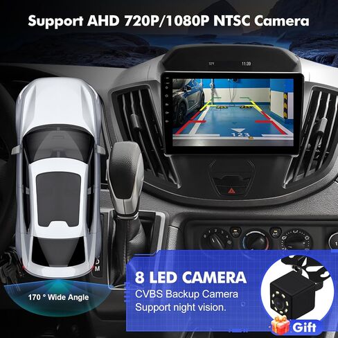 راديو سيارة Android 14 لـ 2+32G Ford Transit 2013-2019 9 بوصات ستيريو سيارة تعمل باللمس مع Carplay Android Auto Backup Camera Mirror Link GPS Navigation WiFi Bluetooth FM عناصر التحكم في عجلة القيادة in Kuwait