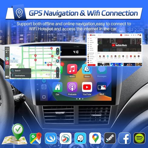 Leadfan Car Radio Stereo for Subaru Forester 2008 2009 2010 2011 2012 Impreza WRX, 9 inch Touch Screen Radio with Wireless Carplay Android Auto, Car Audio Receiver GPS Navi BT FM SWC Backup Camera in Kuwait