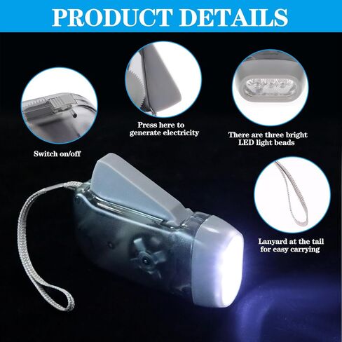 Droutti 60 جهاز كمبيوتر شخصى مصباح يدوي كرنك اليد Handpress Flashlights 3 LED قوية أداة السلامة في حالات الطوارئ دليل بالطاقة ضوء لا بطارية المطلوبة الشعلة للتخييم المشي لمسافات طويلة الرياضة في الهواء الطلق in Saudi Arabia