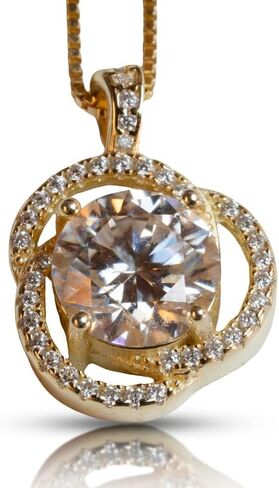 Moissanite Necklace for Women, 1ct 2ct 3ct, GRA Certified Rose Gold, Gold & Sterling Silver Swirling Moissanite Pendant Jewelry Gift for Her – Wife, Anniversary, Wedding, Valentine's Day, Birthday in Saudi Arabia