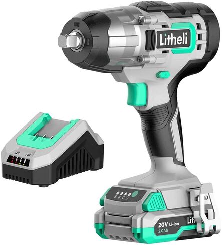 LiTHELi Cordless Impact Wrench Kit, 1/2 Inch Hog Ring Impact Gun with 4 Impact Sockets, 5 Torque Settings Impact Driver with Carry and Storage Box, Charger not Included in Saudi Arabia