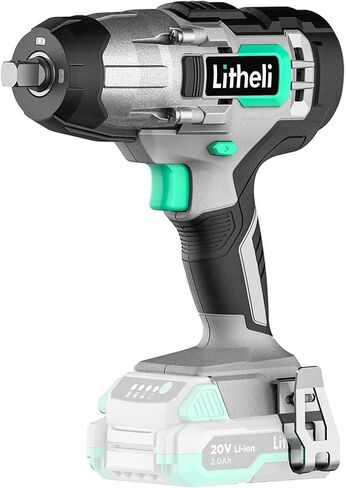 LiTHELi Cordless Impact Wrench Kit, 1/2 Inch Hog Ring Impact Gun with 4 Impact Sockets, 5 Torque Settings Impact Driver with Carry and Storage Box, Charger not Included in Saudi Arabia