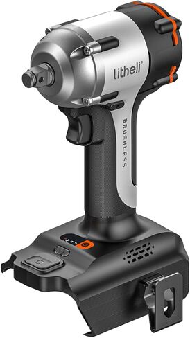 LiTHELi Cordless Impact Wrench Kit, 1/2 Inch Hog Ring Impact Gun with 4 Impact Sockets, 5 Torque Settings Impact Driver with Carry and Storage Box, Charger not Included in Saudi Arabia