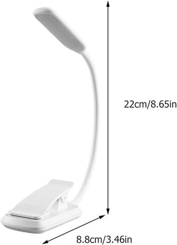 Sosoport USB Rechargeable LED Eye Protection Book Light Clip Lamp, White Plastic Night Reading Lamp 88x40x220mm for Study and Bedside Use in Saudi Arabia