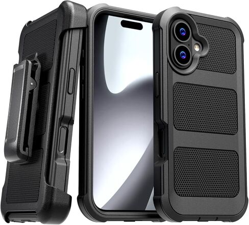 Designed for iPhone 17 Case with Belt Clip Holster, Slim Cover Phone Case for iPhone 17 - Black in Saudi Arabia