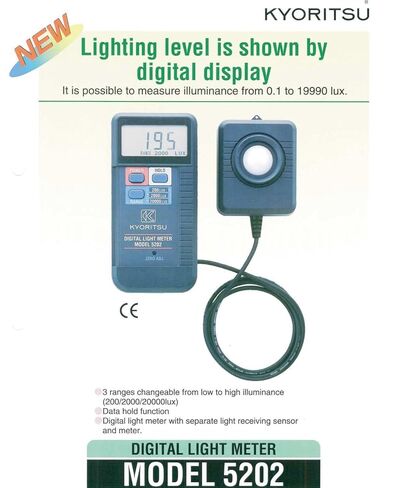 اليابان جودة كيوريتسو لوكس متر KEW 5202 مقياس الإضاءة الرقمي 0 ~ 20000 لوكس LCD جيب ضوء متر لوكس/FC قياس اختبار الاستشعار مقياس الضوء Luxmeter مقياس الضوء الرقمي in Saudi Arabia